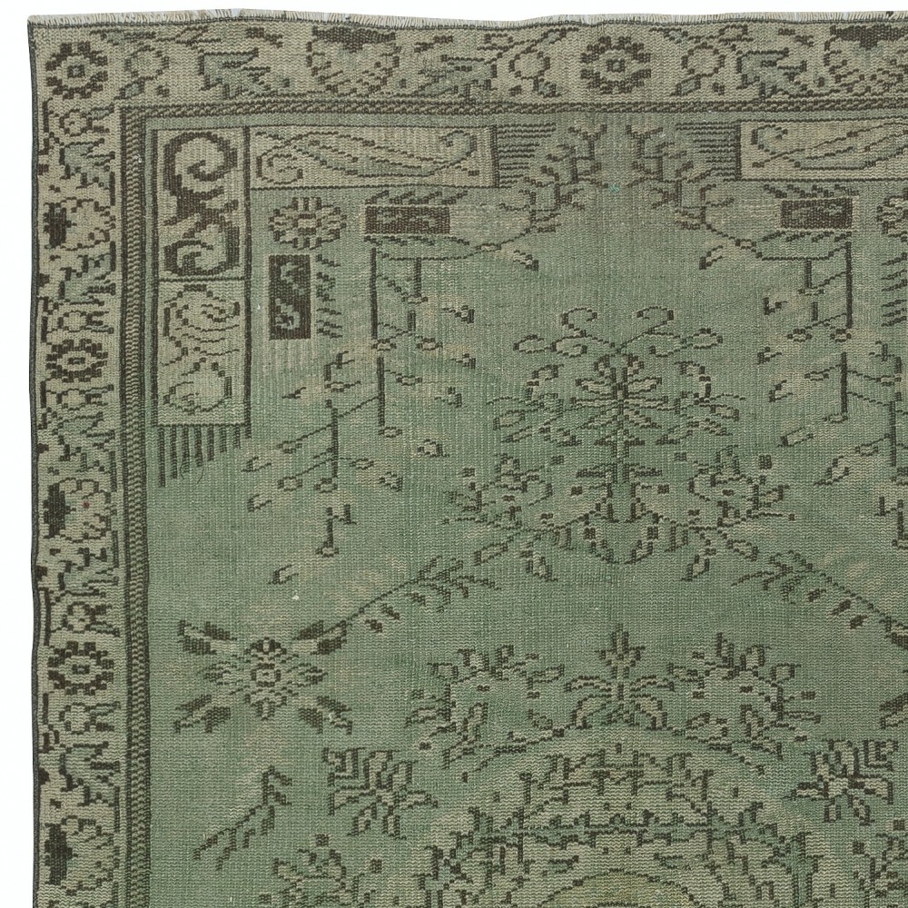 Contemporary Handmade Turkish Wool Area Rug in Green