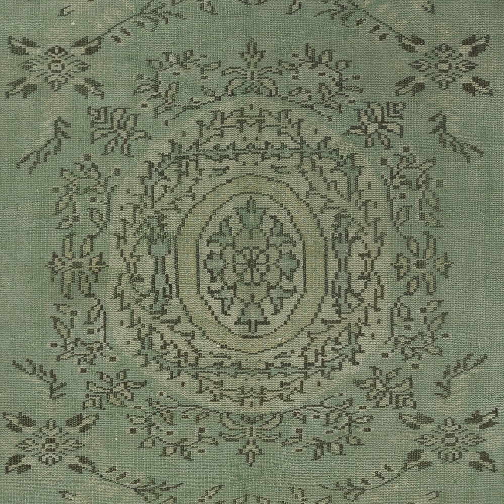 Contemporary Handmade Turkish Wool Area Rug in Green