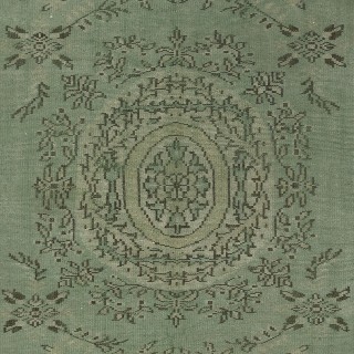 Contemporary Handmade Turkish Wool Area Rug in Green