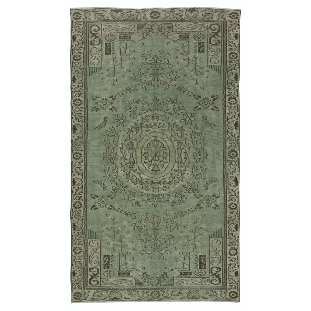 Contemporary Handmade Turkish Wool Area Rug in Green