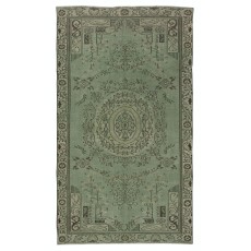 Contemporary Handmade Turkish Wool Area Rug in Green