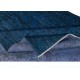 Contemporary Handmade Turkish Area Rug Over-Dyed in Blue. Shabby Chic Style Floor Covering