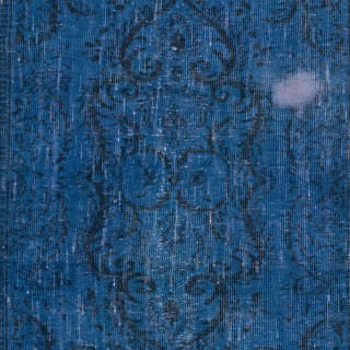 Contemporary Handmade Turkish Area Rug Over-Dyed in Blue. Shabby Chic Style Floor Covering Contemporary Handmade Turkish Area Rug Over-Dyed in Blue. Shabby Chic Style Floor Covering