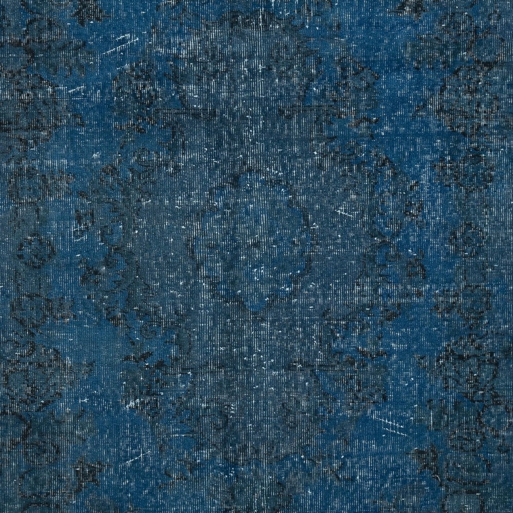 Vintage Handmade Turkish Area Rug dyed in Blue 4 Modern Interiors