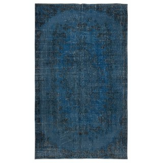 Vintage Handmade Turkish Area Rug dyed in Blue 4 Modern Interiors