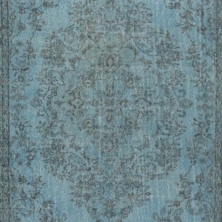 Modern Area Rug in Blue, Hand-woven and Hand-knotted in Turkey