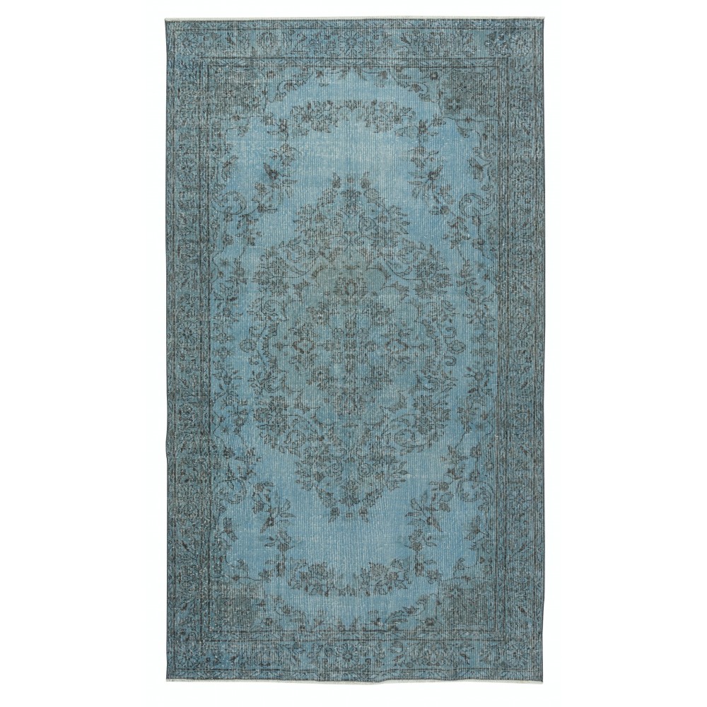 Modern Area Rug in Blue, Hand-woven and Hand-knotted in Turkey