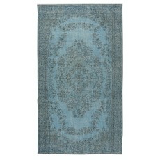 Modern Area Rug in Blue, Hand-woven and Hand-knotted in Turkey