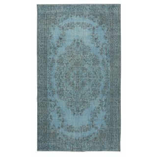 Modern Area Rug in Blue, Hand-woven and Hand-knotted in Turkey