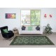 Contemporary Handmade Floral Patterned Turkish Wool Area Rug in Green Color