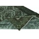 Contemporary Handmade Floral Patterned Turkish Wool Area Rug in Green Color