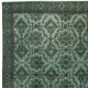 Contemporary Handmade Floral Patterned Turkish Wool Area Rug in Green Color