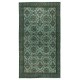 Contemporary Handmade Floral Patterned Turkish Wool Area Rug in Green Color