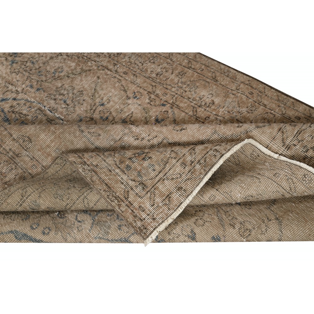 Contemporary Hand-knotted Area Rug. Brown Color Turkish Floor Covering