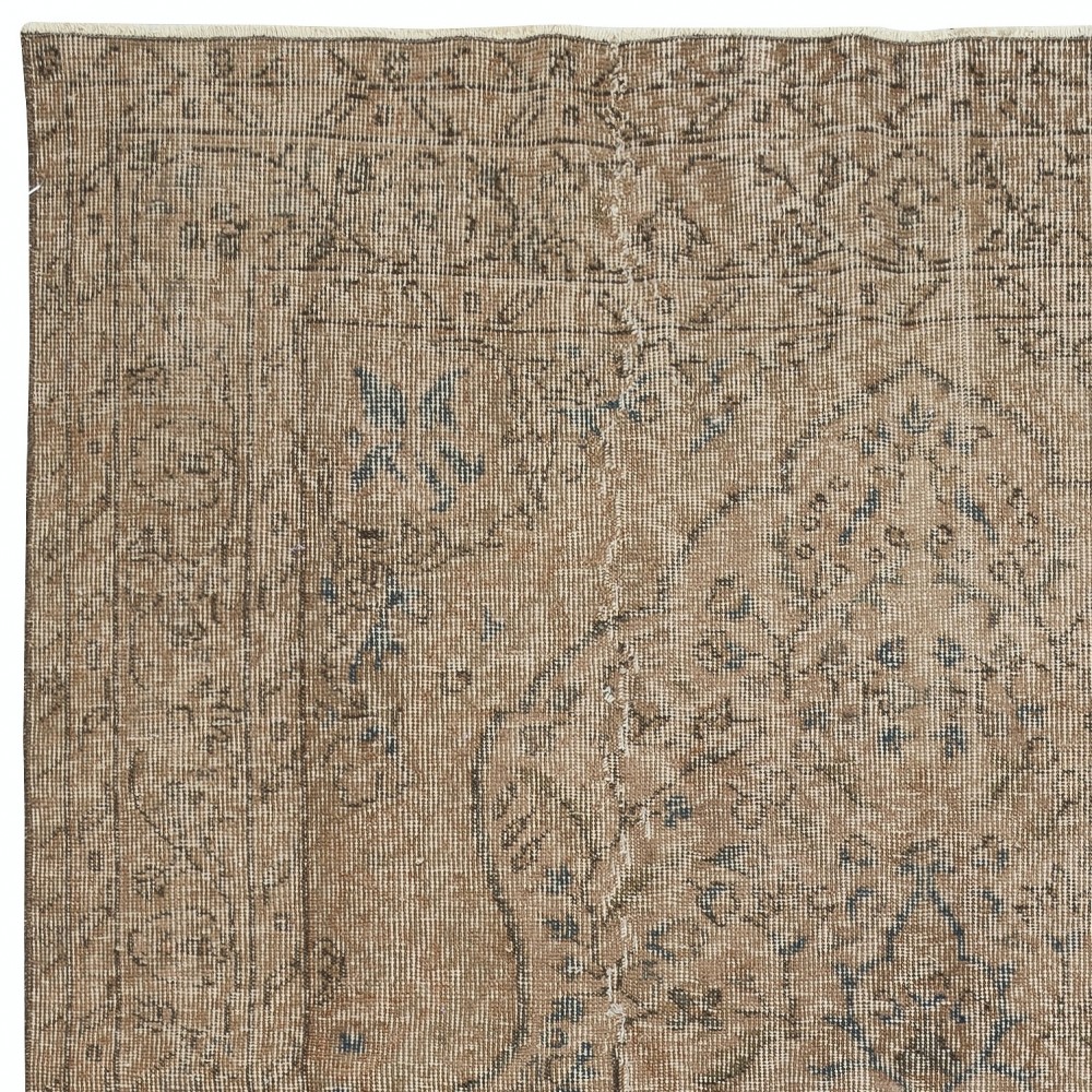 Contemporary Hand-knotted Area Rug. Brown Color Turkish Floor Covering