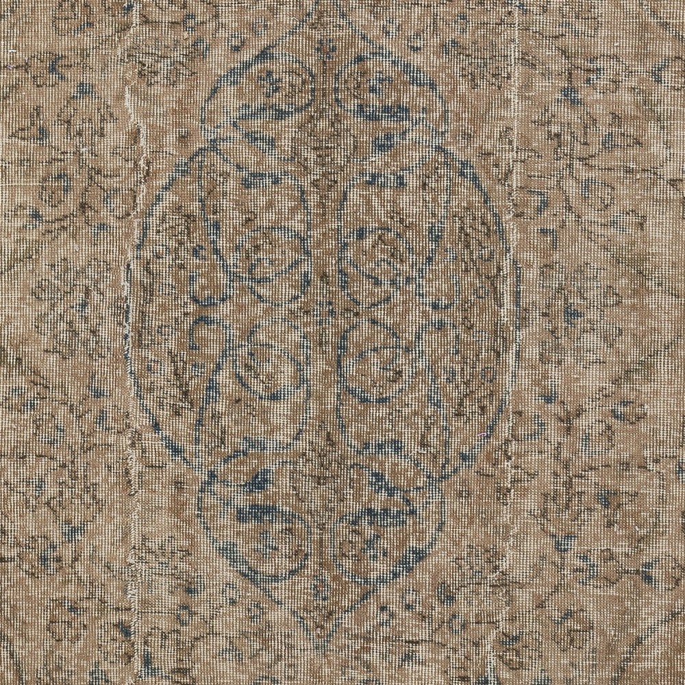Contemporary Hand-knotted Area Rug. Brown Color Turkish Floor Covering