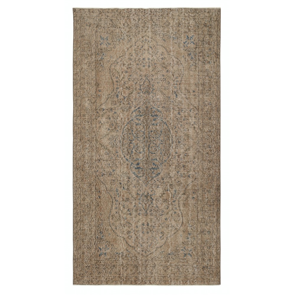 Contemporary Hand-knotted Area Rug. Brown Color Turkish Floor Covering
