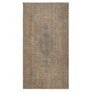 Contemporary Hand-knotted Area Rug. Brown Color Turkish Floor Covering