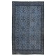 Contemporary Handmade Blue Color Turkish Area Rug with Floral Design