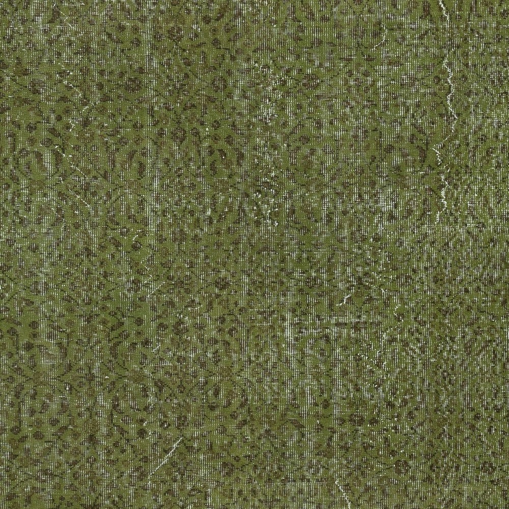 Modern Handmade Floral Patterned Turkish Wool Area Rug in Green Color