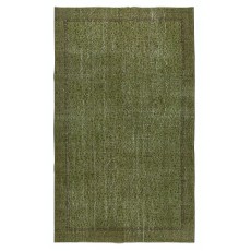 Modern Handmade Floral Patterned Turkish Wool Area Rug in Green Color