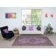 Hand-Made Purple Floor Rug from Turkey, Redyed Bohem Carpet for Living Room