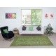 Modern Turkish Floral Patterned Rug in Green Color. Hand Knotted Area Rug for Kitchen and Living Room