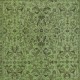 Modern Turkish Floral Patterned Rug in Green Color. Hand Knotted Area Rug for Kitchen and Living Room