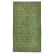 Modern Turkish Floral Patterned Rug in Green Color. Hand Knotted Area Rug for Kitchen and Living Room