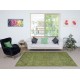 Modern Style Floral Patterned Area Rug Over-Dyed in Green, Handmade in Turkey