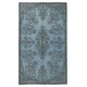 Blue Area Rug with Floral Garden Design, Handmade in Turkey