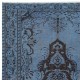 Vintage Handmade Turkish Area Rug redyed in Blue Color for modern interiors