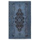 Vintage Handmade Turkish Area Rug redyed in Blue Color for modern interiors