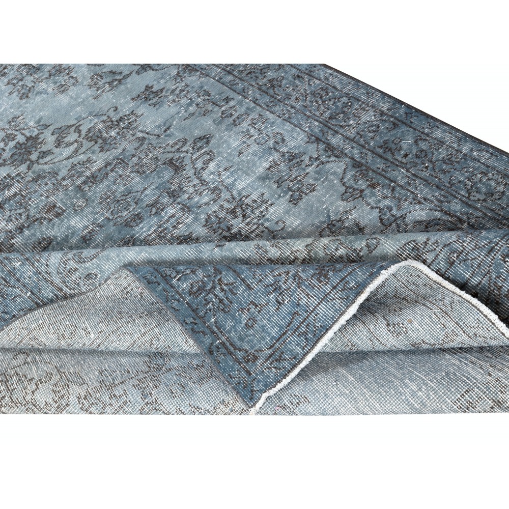 Light Blue Color Handmade Anti-Bacterial Turkish Wool Area Rug for Modern Home and Office Decor