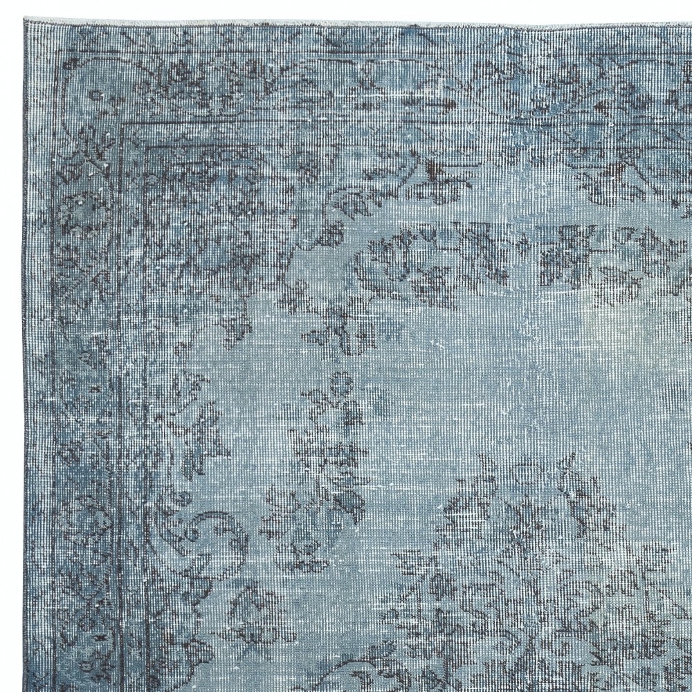 Light Blue Color Handmade Anti-Bacterial Turkish Wool Area Rug for Modern Home and Office Decor