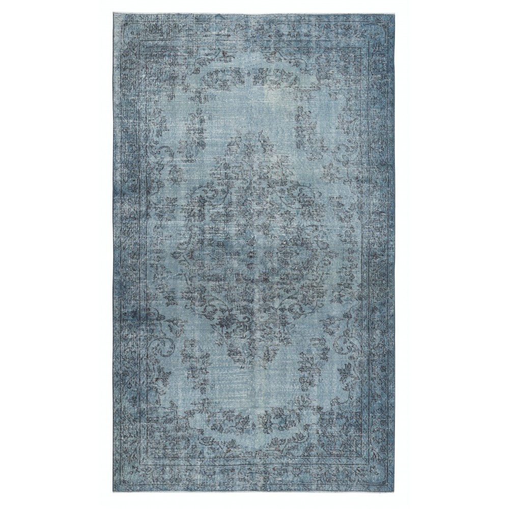 Light Blue Color Handmade Anti-Bacterial Turkish Wool Area Rug for Modern Home and Office Decor