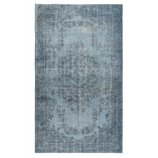 Light Blue Color Handmade Anti-Bacterial Turkish Wool Area Rug for Modern Home and Office Decor