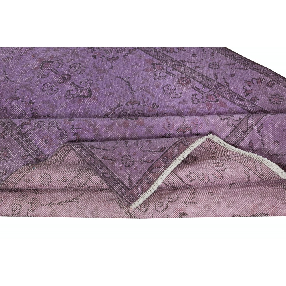 Floral Patterned Purple Color Rug, Handmade Turkish Floor Rug, Contemporary Home Decor