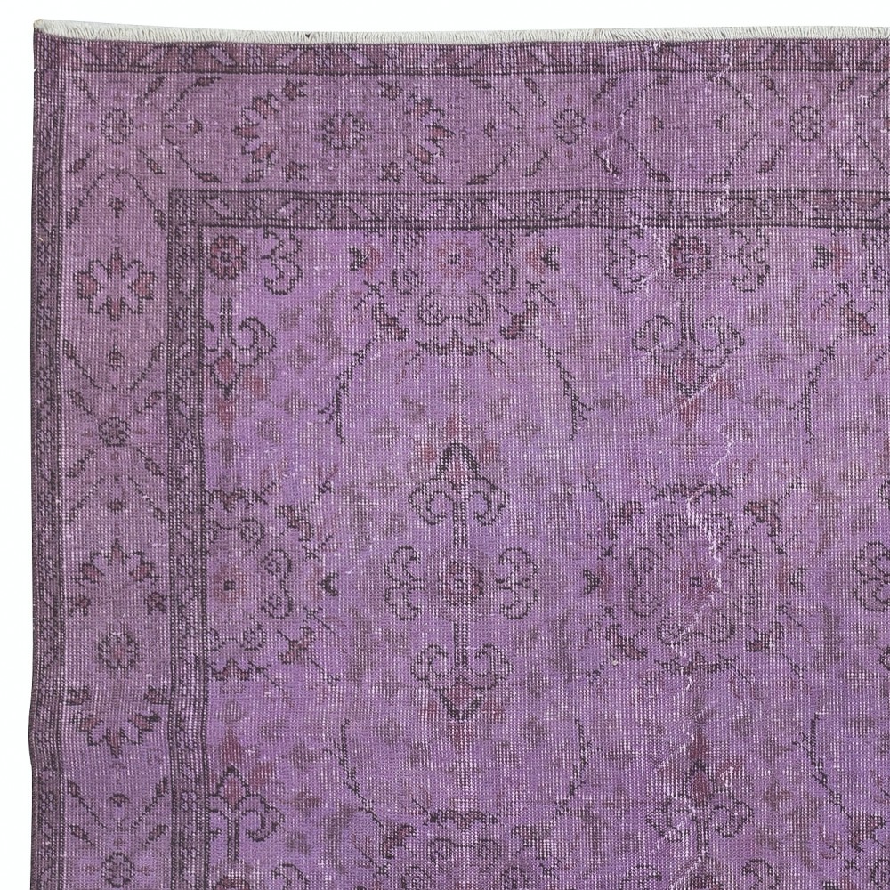 Floral Patterned Purple Color Rug, Handmade Turkish Floor Rug, Contemporary Home Decor