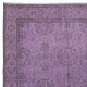 Floral Patterned Purple Color Rug, Handmade Turkish Floor Rug, Contemporary Home Decor