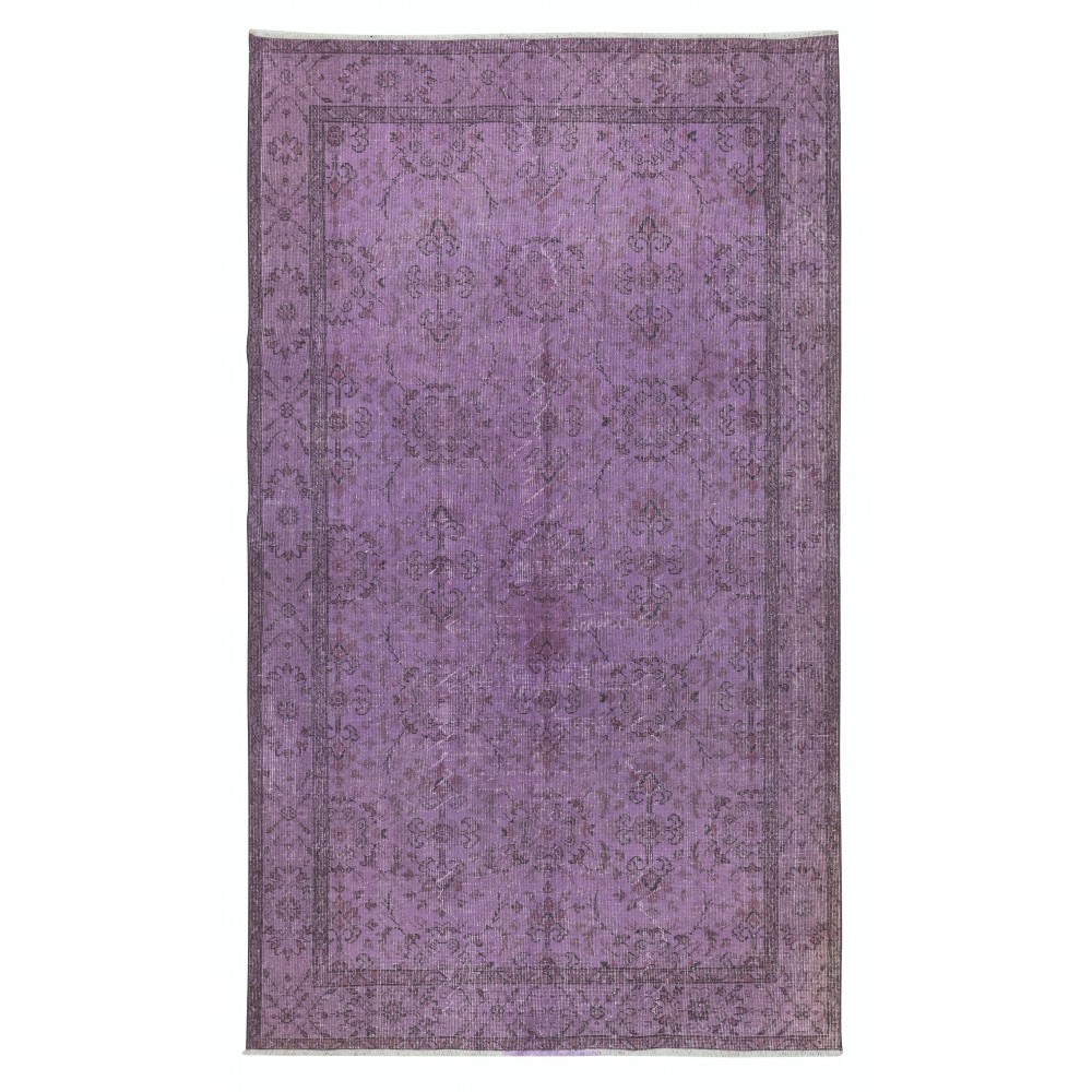 Floral Patterned Purple Color Rug, Handmade Turkish Floor Rug, Contemporary Home Decor