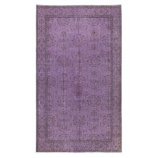 Floral Patterned Purple Color Rug, Handmade Turkish Floor Rug, Contemporary Home Decor