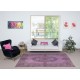 Rose Patterned Handmade Turkish Area Rug in Levander Color, Modern Living Room Rug