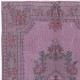 Rose Patterned Handmade Turkish Area Rug in Levander Color, Modern Living Room Rug