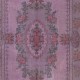 Rose Patterned Handmade Turkish Area Rug in Levander Color, Modern Living Room Rug
