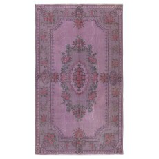 Rose Patterned Handmade Turkish Area Rug in Levander Color, Modern Living Room Rug