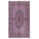 Rose Patterned Handmade Turkish Area Rug in Levander Color, Modern Living Room Rug