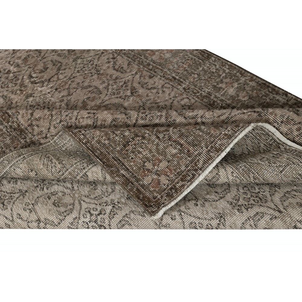 Handmade Anti-bacterial Floral Patterned Area Rug. Brown Color Hand Knotted Turkish Rug