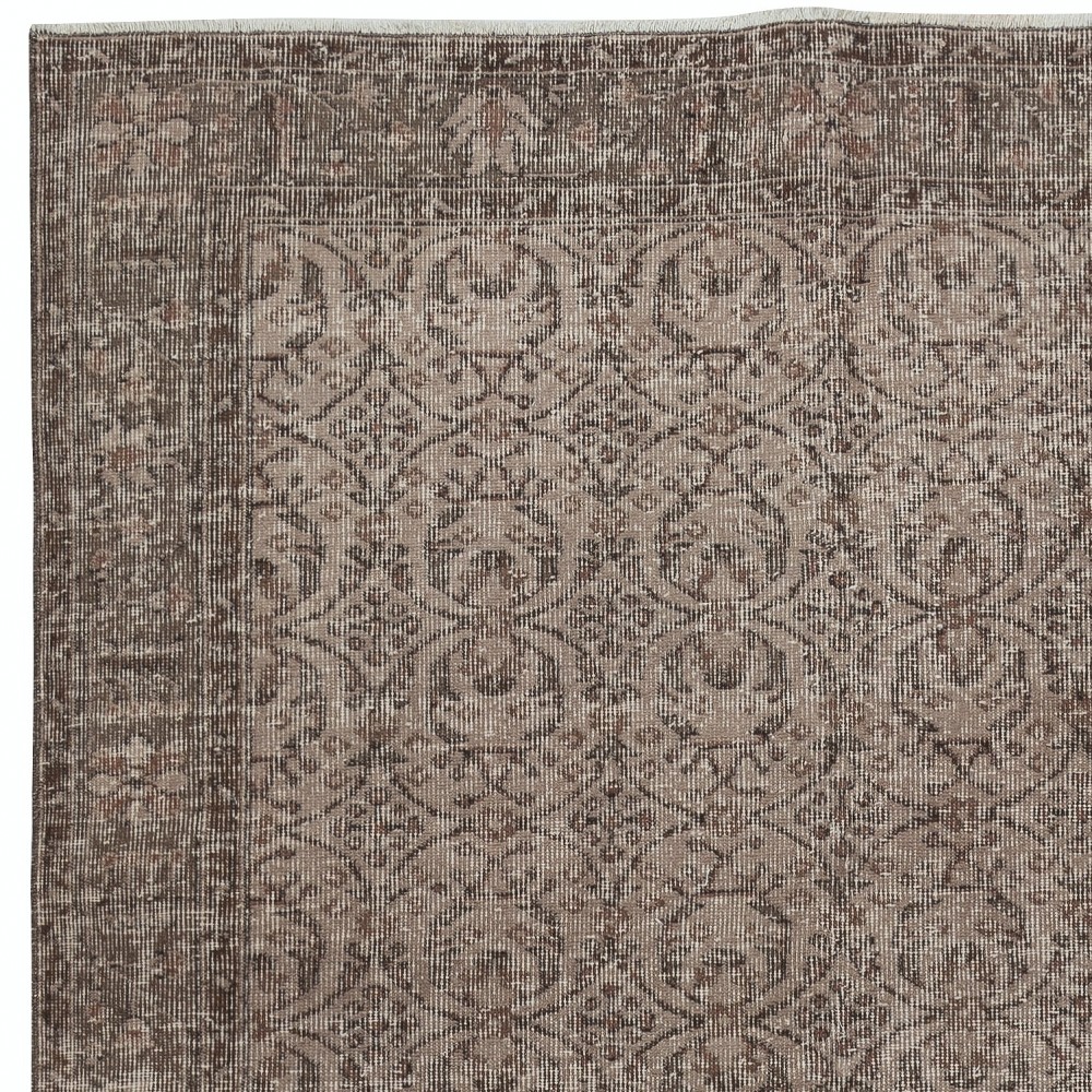 Handmade Anti-bacterial Floral Patterned Area Rug. Brown Color Hand Knotted Turkish Rug