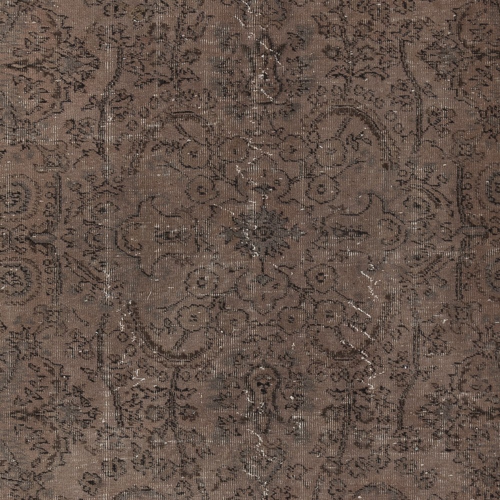 Brown Area Rug with Botanical Design, Handwoven and Handknotted in Turkey